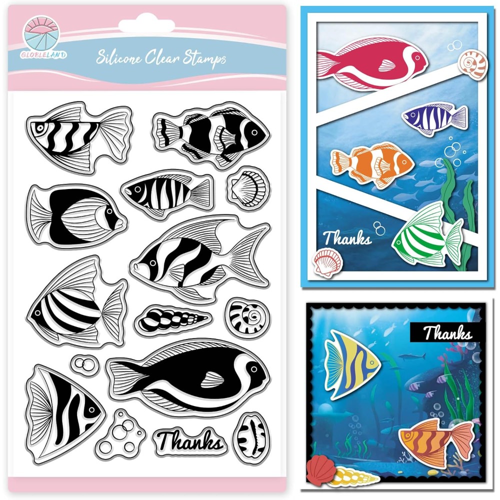 Clear Silicone Stamps For Card Making - Sellos transparentes de pez payaso océano