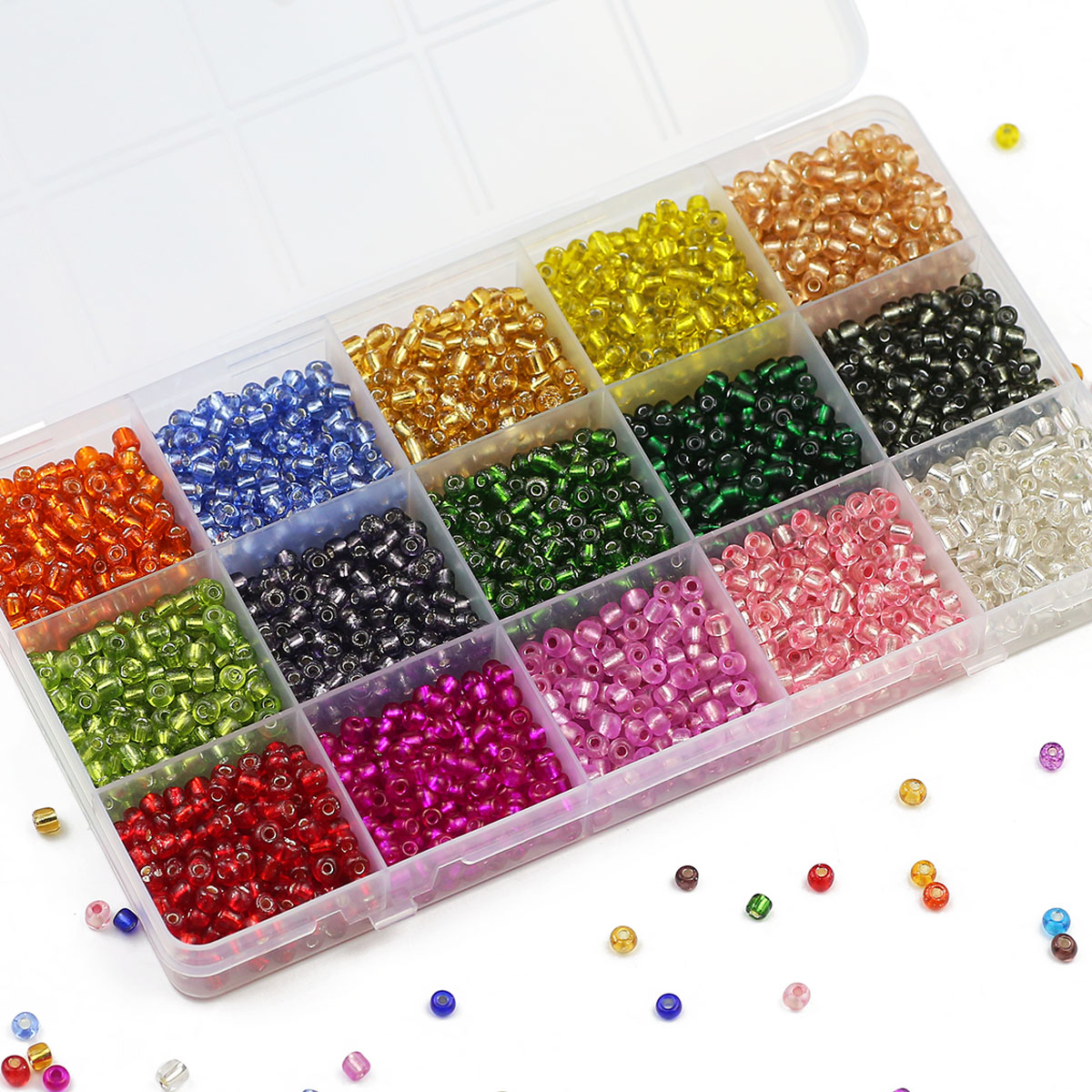 Kit de 15 colores transparente - Glass Seed Beads 2Mm Jewelry Making reseña y precio